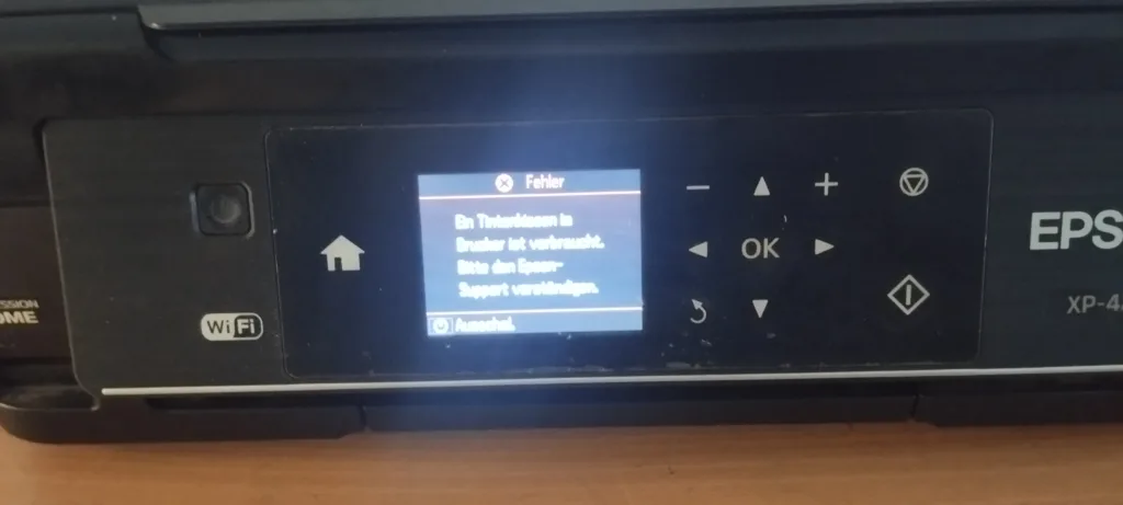 Ein Tintenkissen im Drucker ist verbraucht